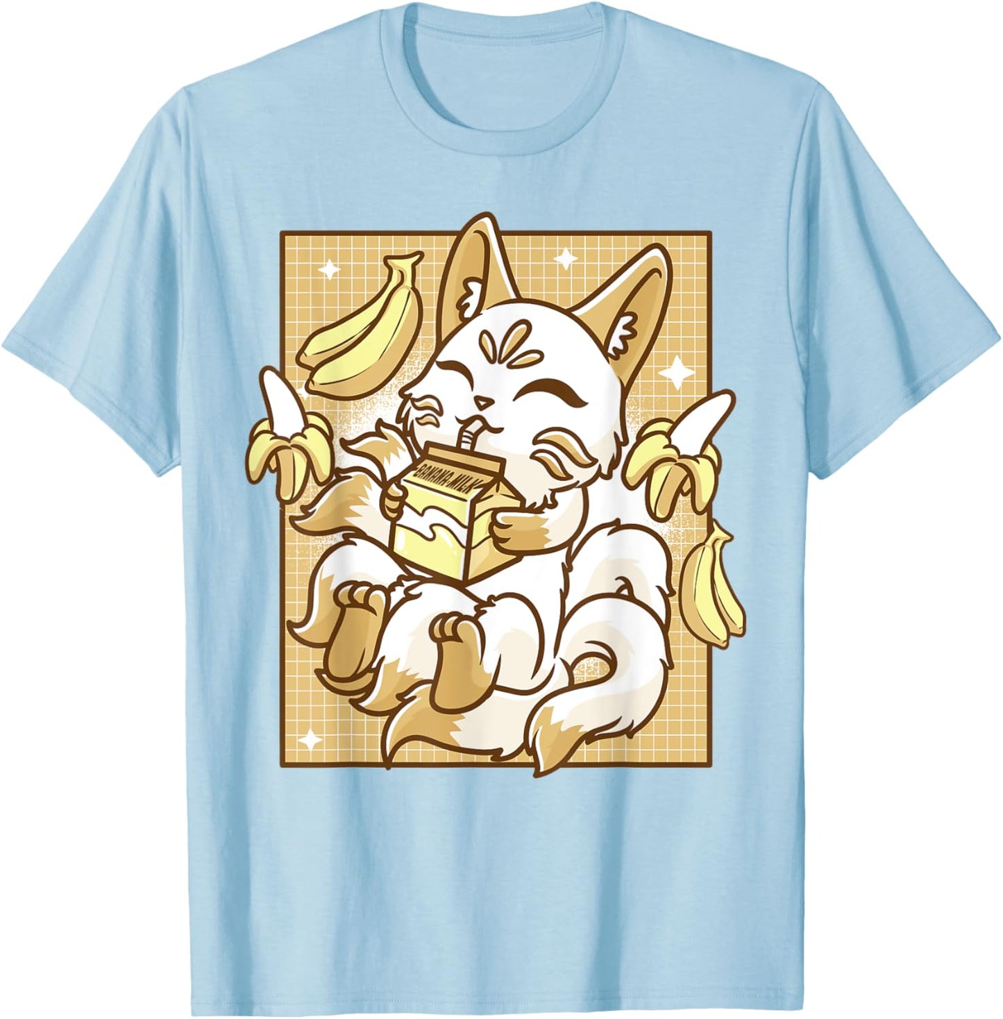 Japanese Kitsune Anime Fox Kawaii Banana Milk Men Women T-Shirt - T-Shirt | Light Blue