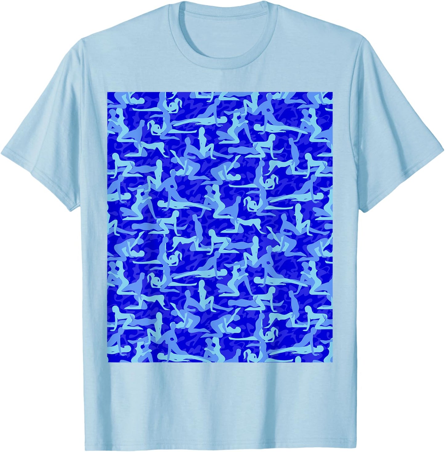 Kamasutra Camouflage (light and royal blue, blue) T-Shirt - T-Shirt | Light Blue
