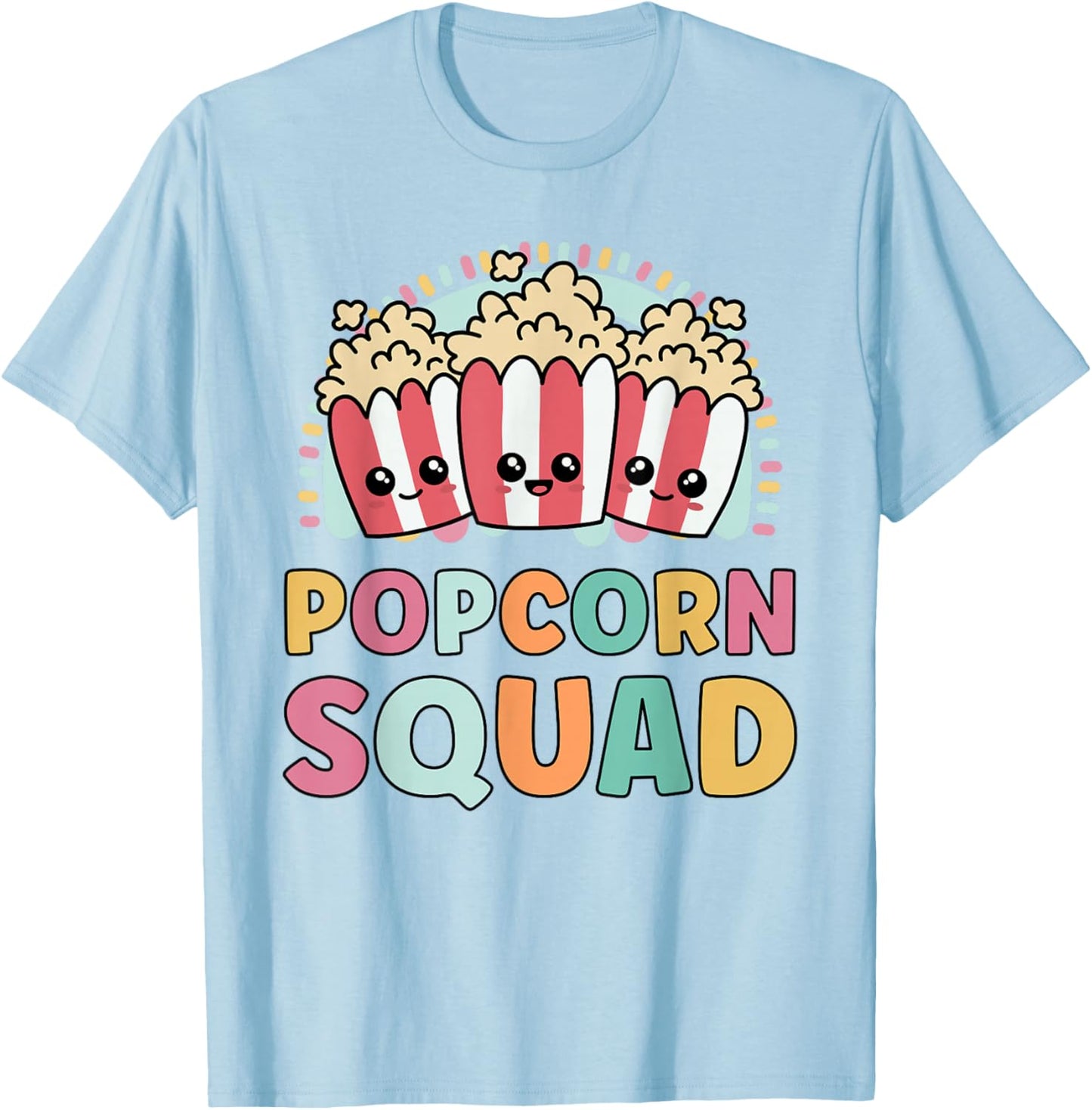 Popcorn Squad Funny Matching for Girls Cinema Movie Night T-Shirt - T-Shirt | Light Blue