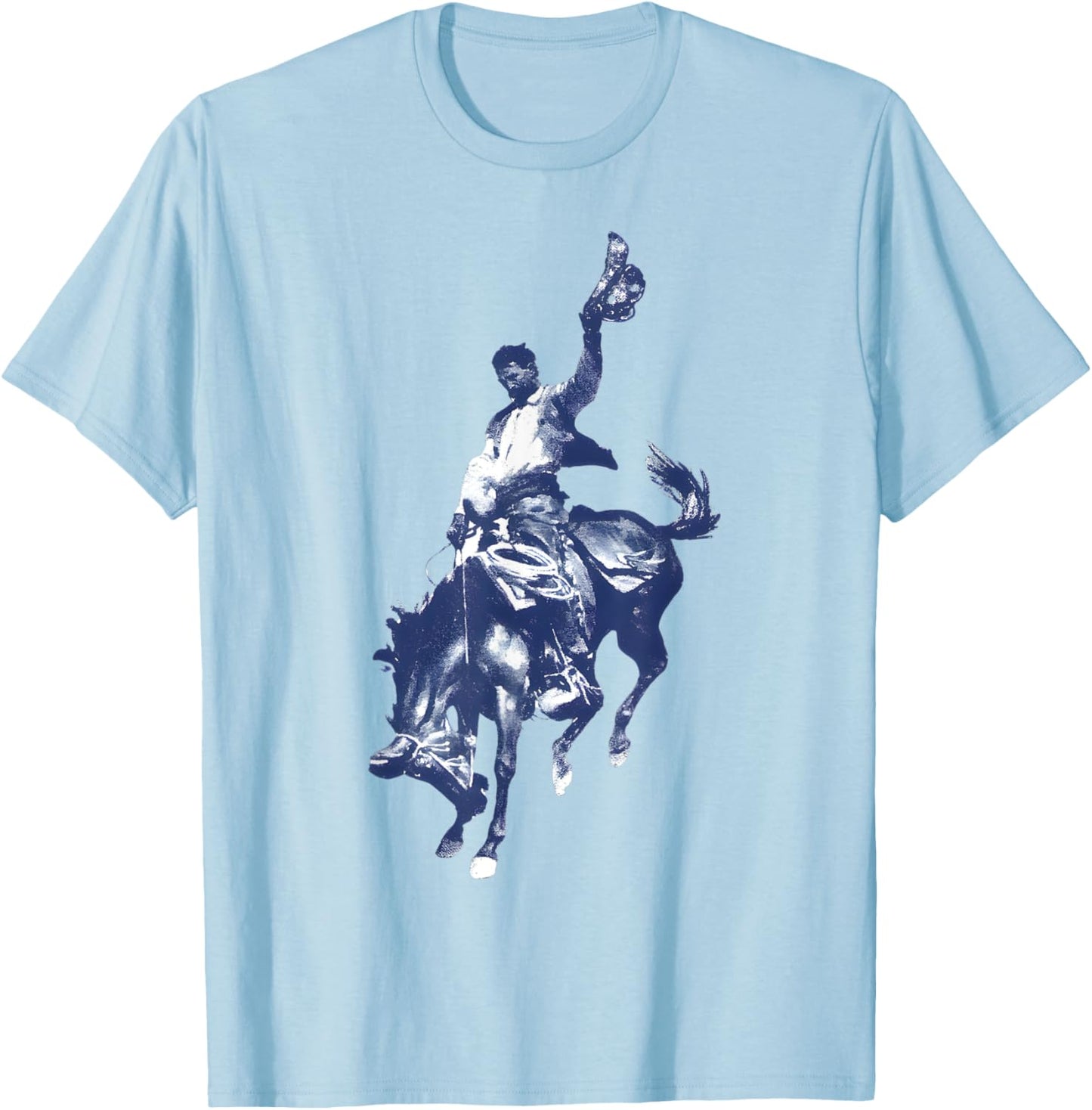Cowboy Rodeo Horse Western Country Vintage Bronco Riding T-Shirt - T-Shirt | Light Blue