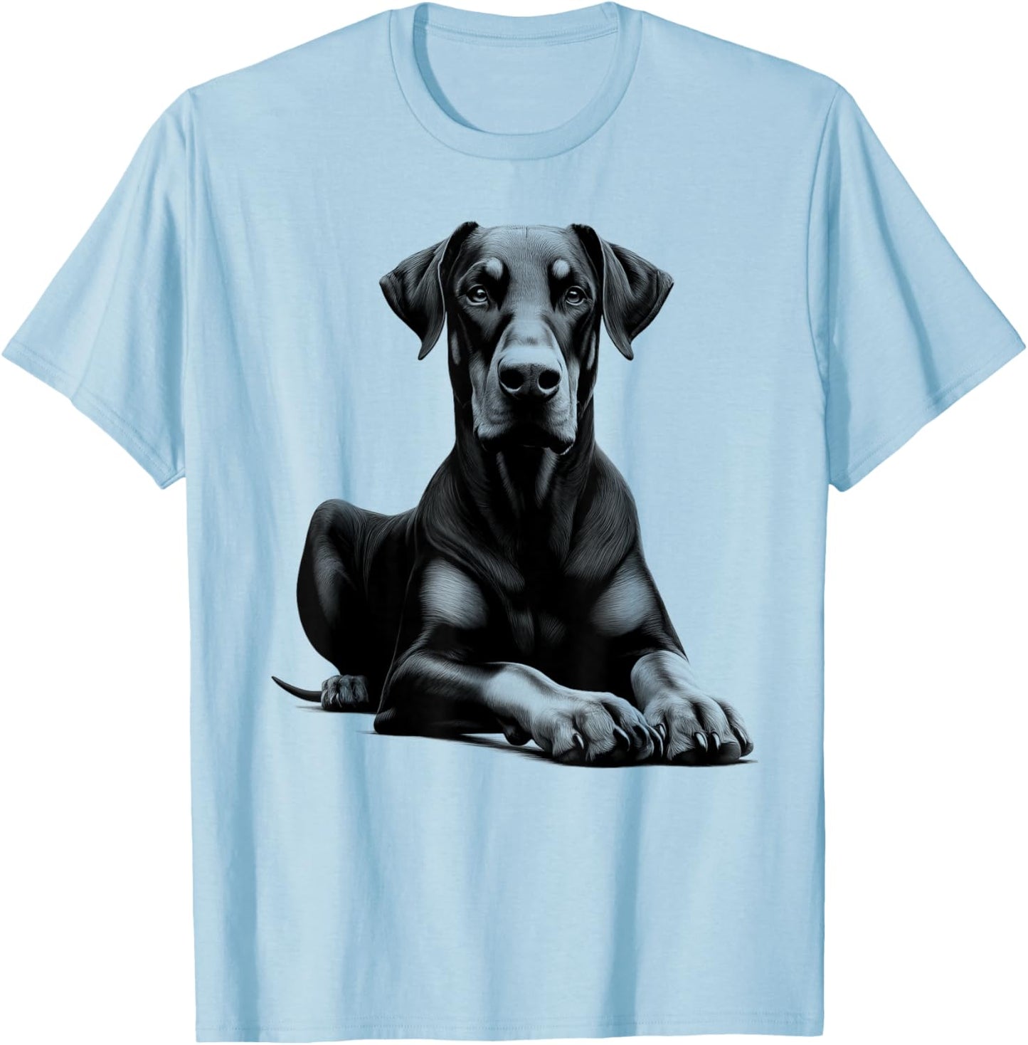 Cool Doberman with Floppy Ears in Lying Pose T-Shirt - T-Shirt | Light Blue