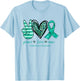Peace Love Cure Teal Ribbon Ovarian Cancer Awareness T-Shirt - T-Shirt | Light Blue