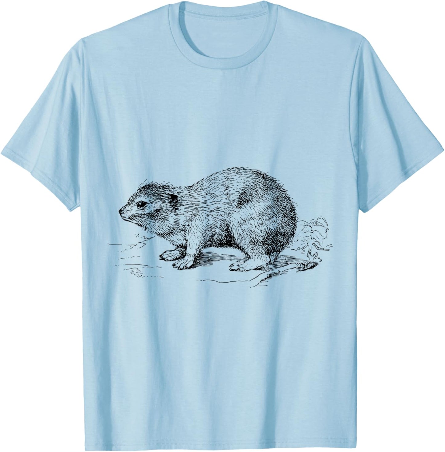 Clever Witty Hyrax Designs -Adults Grey X-Small Cartoon Hyrax T-Shirt - T-Shirt | Light Blue