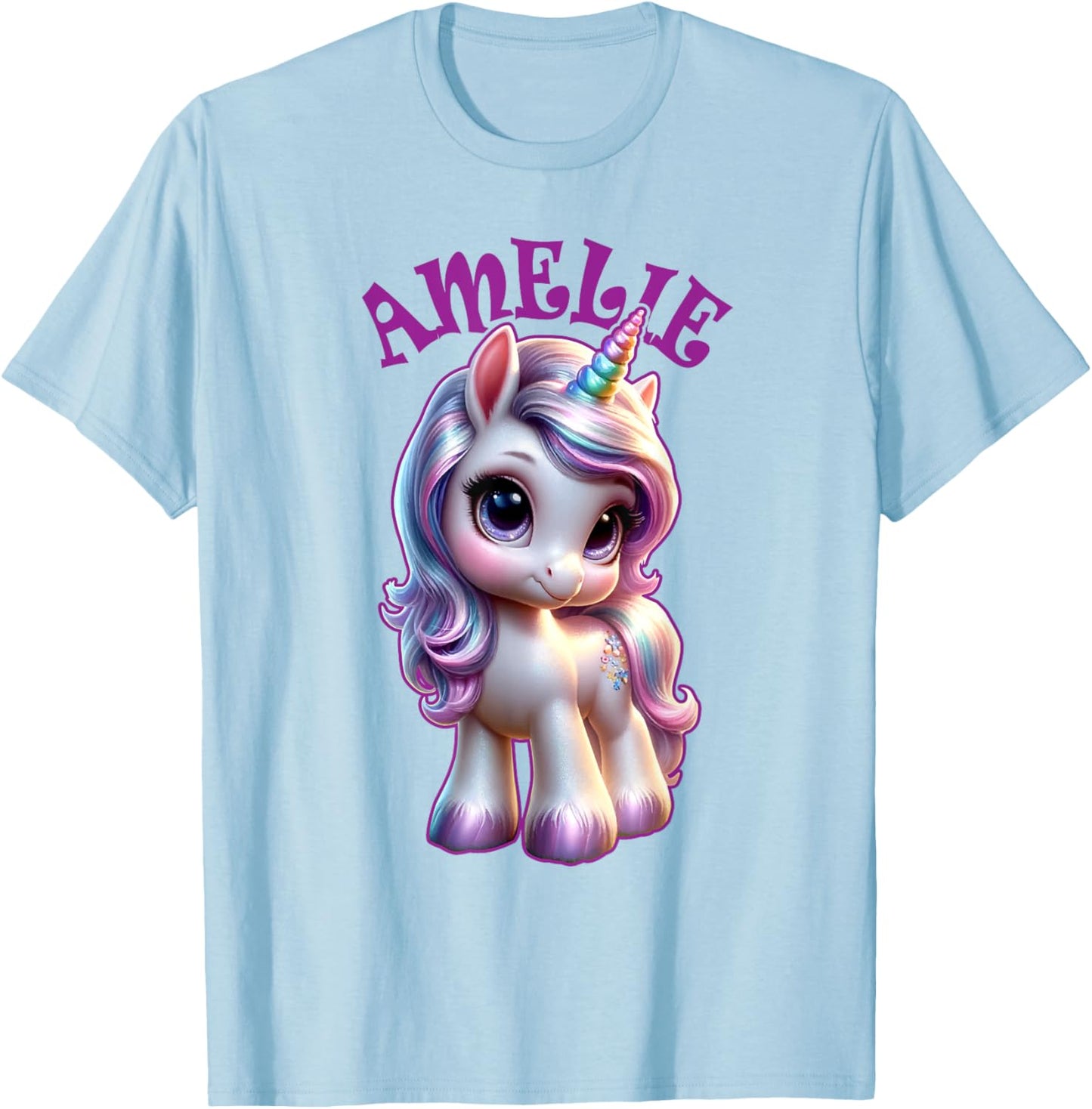 Amelie Cute Unicorn Design for Girls Name Amelie T-Shirt - T-Shirt | Light Blue