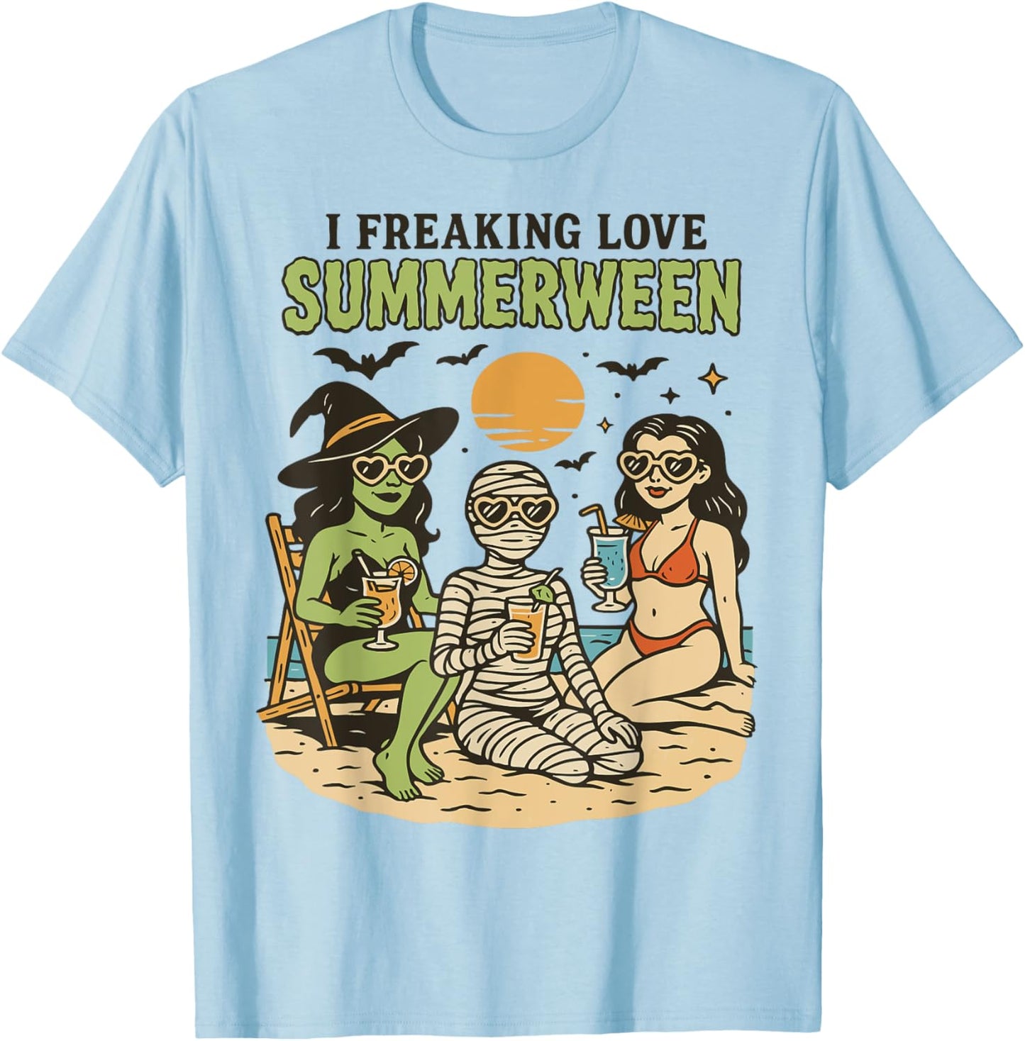 Summerween Spooky Summer Summerween Party Halloween Summer T-Shirt - T-Shirt | Light Blue