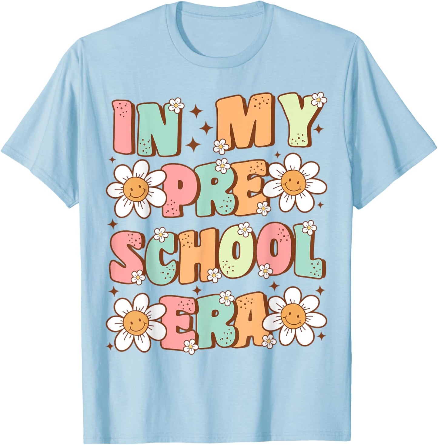 In My Preschool Era Retro Cute Groovy Pre K Back to School T-Shirt - T-Shirt | Light Blue