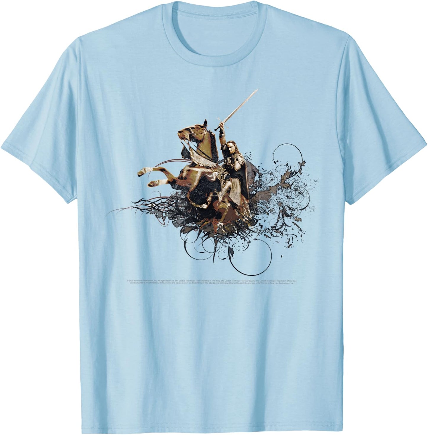 The Lord Of The Rings Aragorn Horse Portrait T-Shirt - T-Shirt | Light Blue
