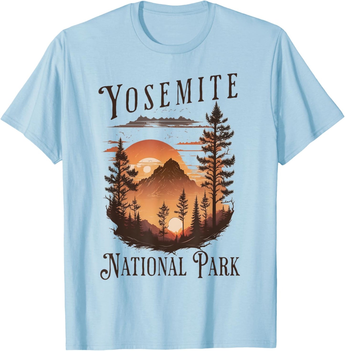 Yosemite National Park California USA Outdoor -Adults, -Kids Blue Short Sleeve Classic Fit T-Shirt - T-Shirt | Light Blue