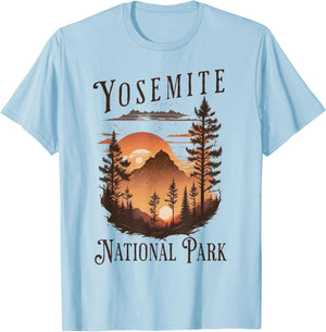 Yosemite National Park California USA Outdoor -Adults, -Kids Blue Short Sleeve Classic Fit T-Shirt - T-Shirt | Light Blue