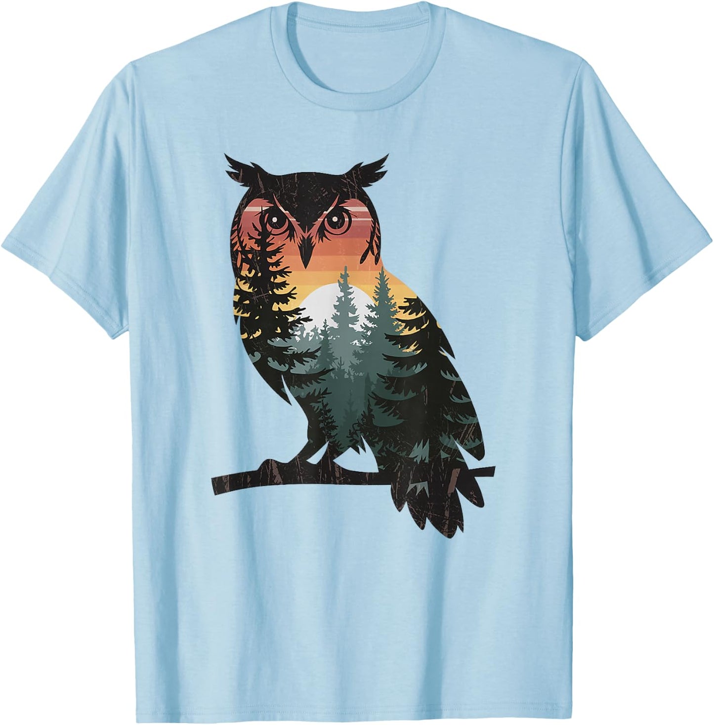 Owl Hunting Hiking Outdoor Camping Forest Men Women Owl T-Shirt - T-Shirt | Light Blue