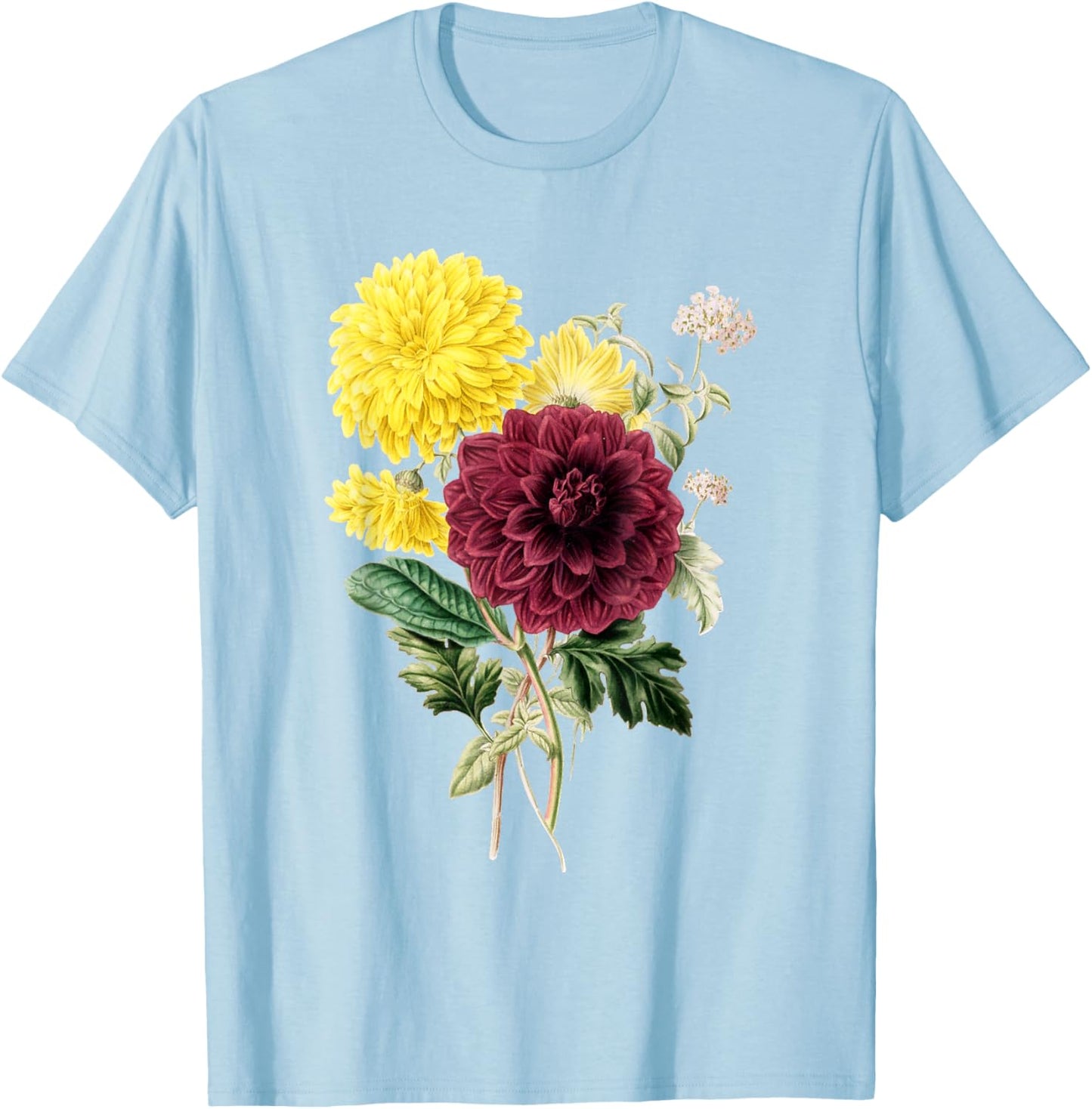 Chrysanthemum botanical flower chrysanths Lucky optimism T-Shirt - T-Shirt | Light Blue
