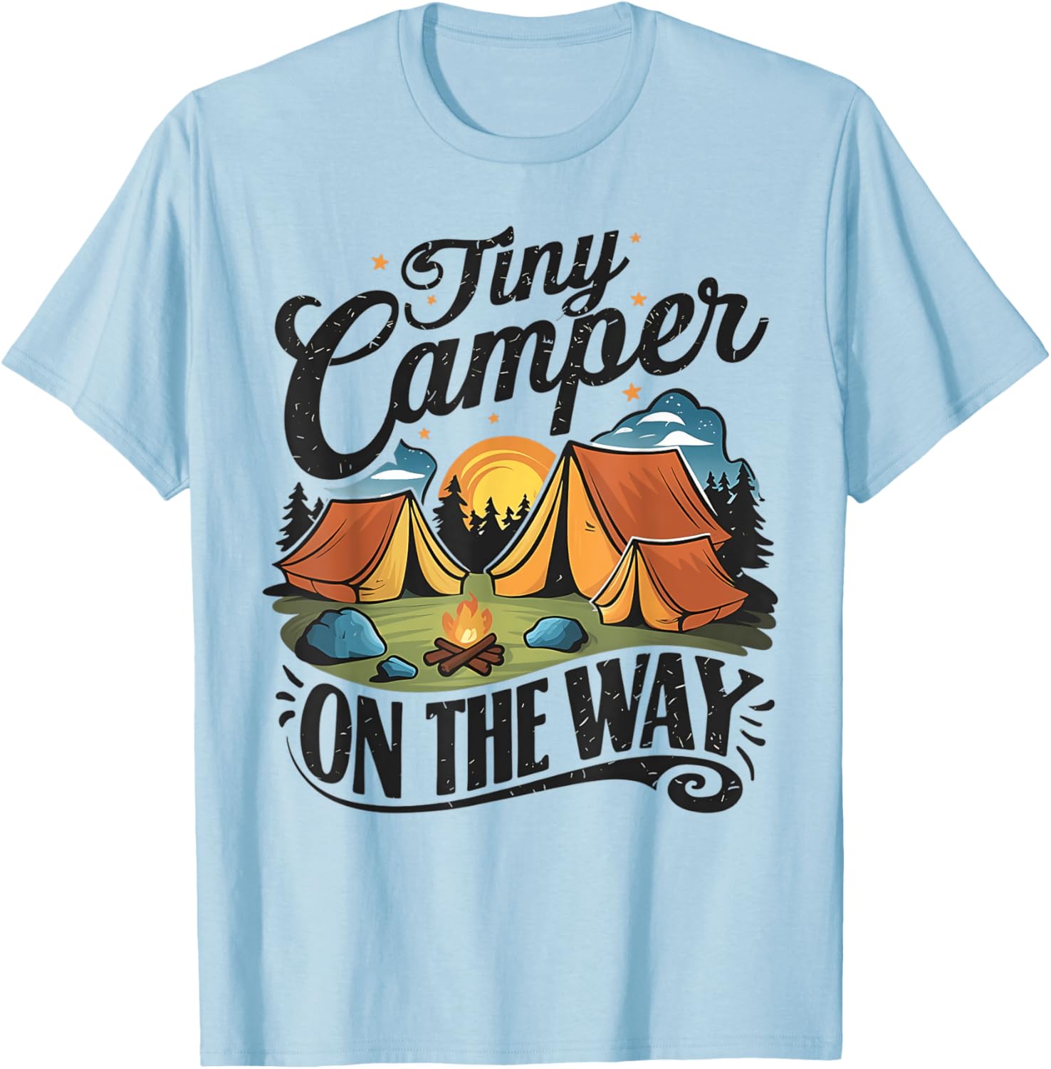 Tiny Camper On The Way camping lover pregnancy announcement T-Shirt - T-Shirt | Light Blue