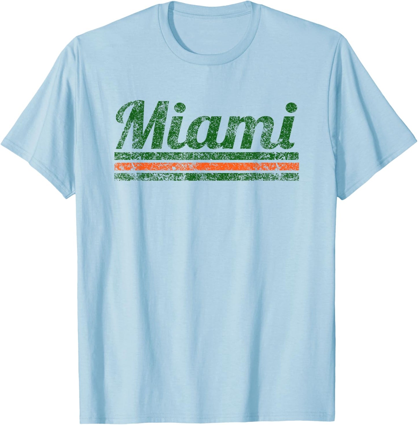Miami Florida Retro Vintage Weathered Stripe Throwback T-Shirt - T-Shirt | Light Blue