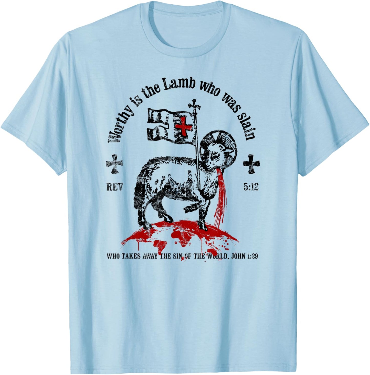 Worthy is the Lamb that was Slain Christian T-Shirt - T-Shirt | Light Blue