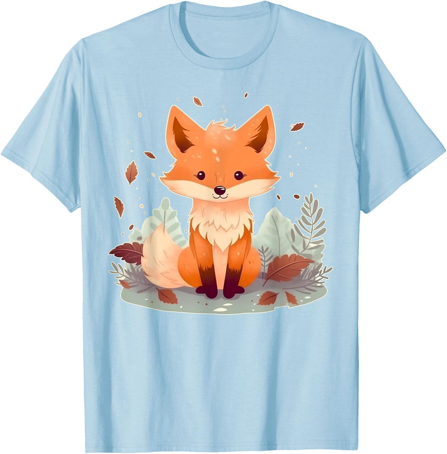 Cute Baby Fox on Fox Children and Fox Kids T-Shirt - T-Shirt | Light Blue