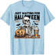 Just Waiting For Halloween Skeleton Ice Coffee Pumpkin T-Shirt - T-Shirt | Light Blue