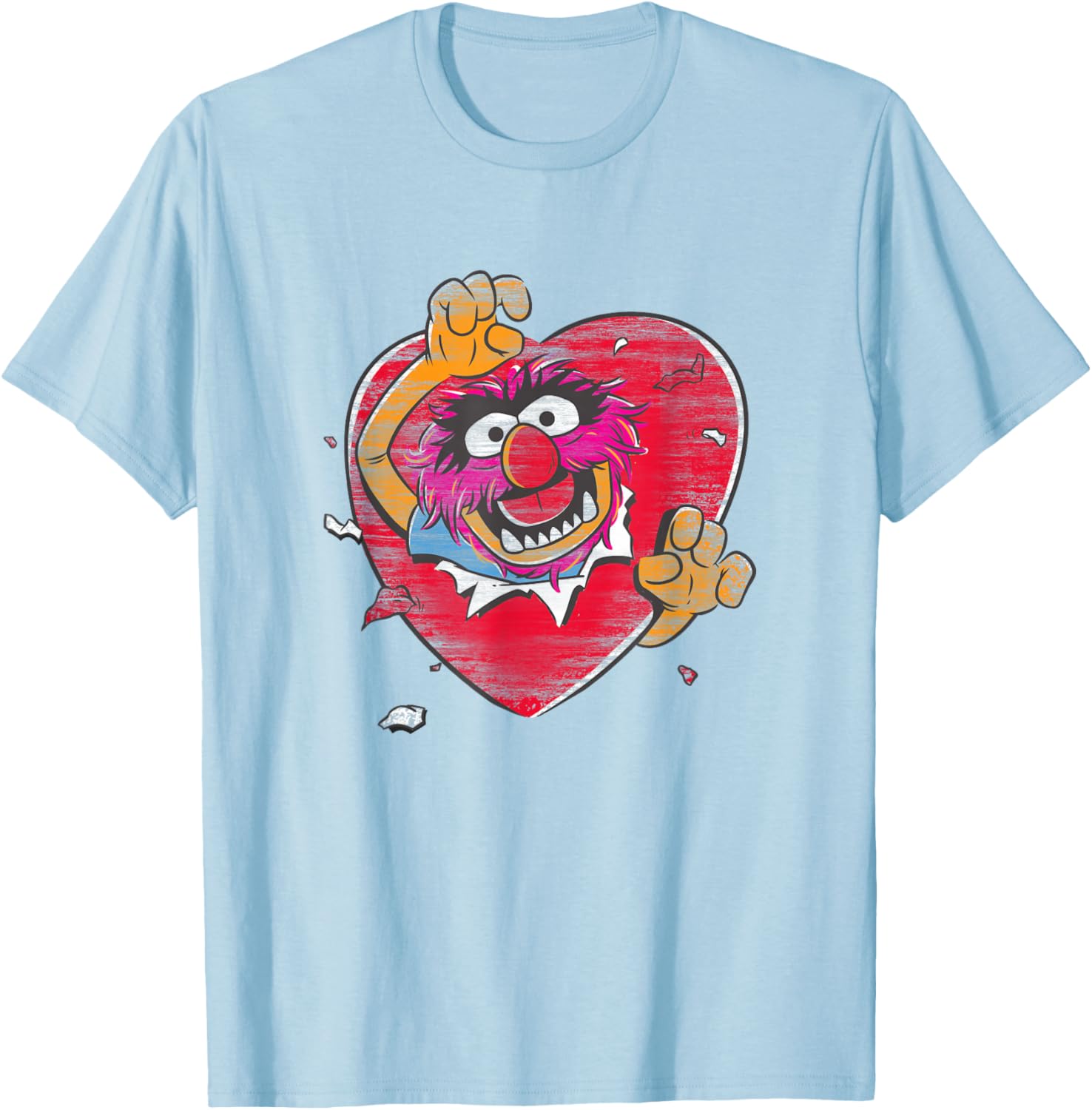 Disney The Muppets Valentine's Day Animal Big Heart Poster T-Shirt - T-Shirt | Light Blue