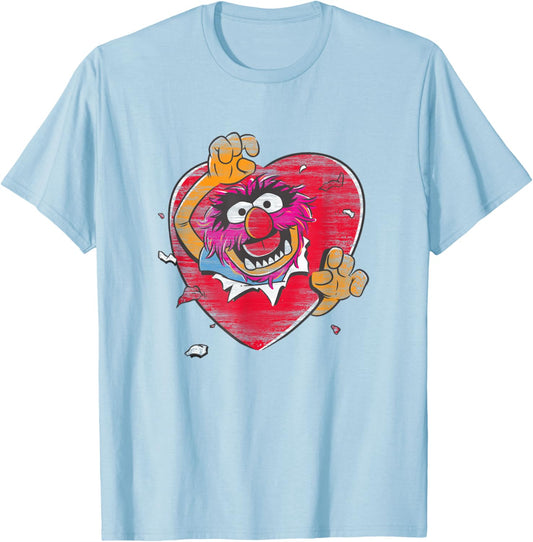 Disney The Muppets Valentine's Day Animal Big Heart Poster T-Shirt - T-Shirt | Light Blue