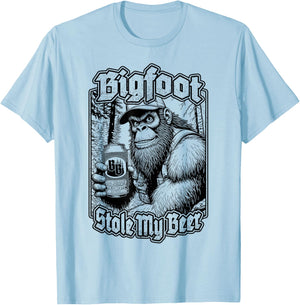 Bigfoot Stole My Beer Lover Funny Sasquatch Redneck Beers T-Shirt - T-Shirt | Light Blue