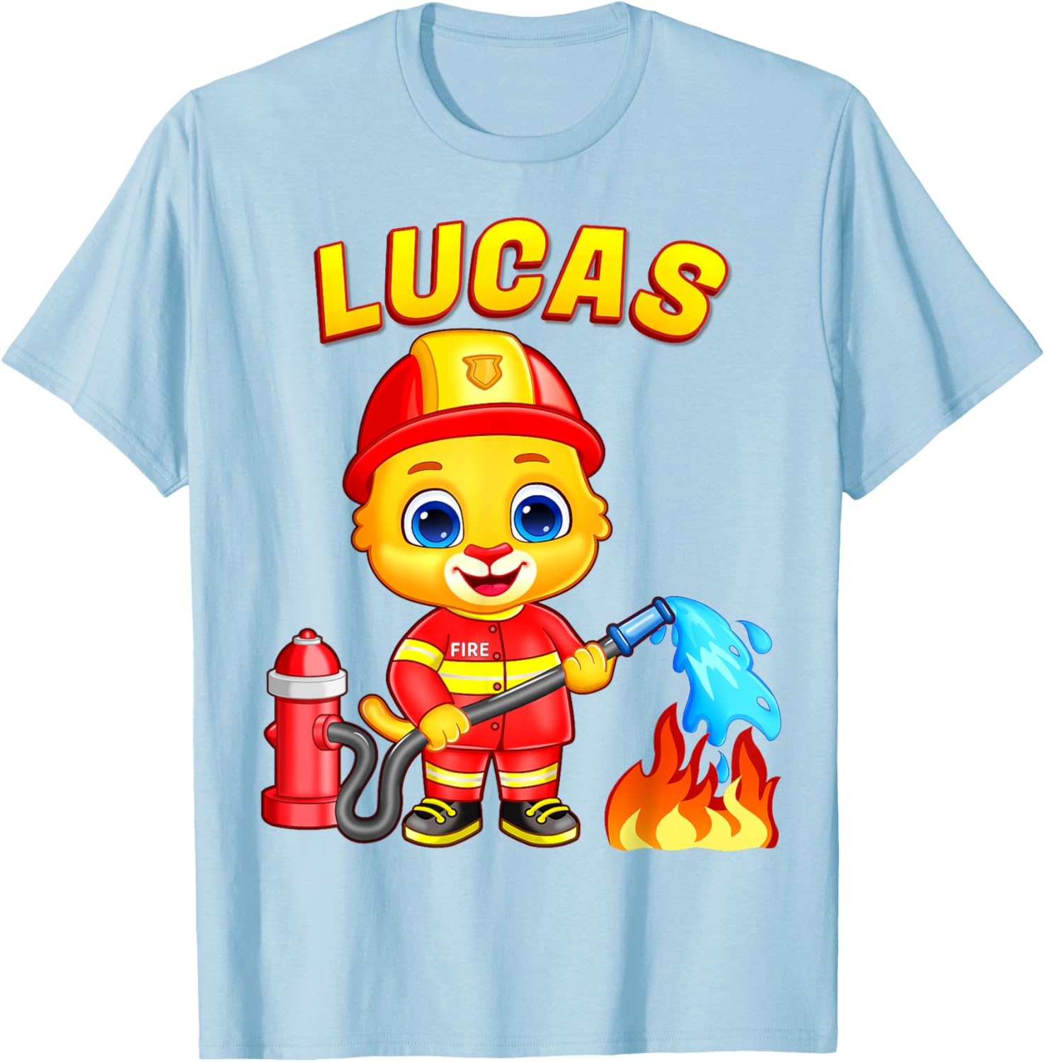 Firefighter Lucas | for Toddler, Boys, Girls Firefighter Small T-Shirt - T-Shirt | Light Blue