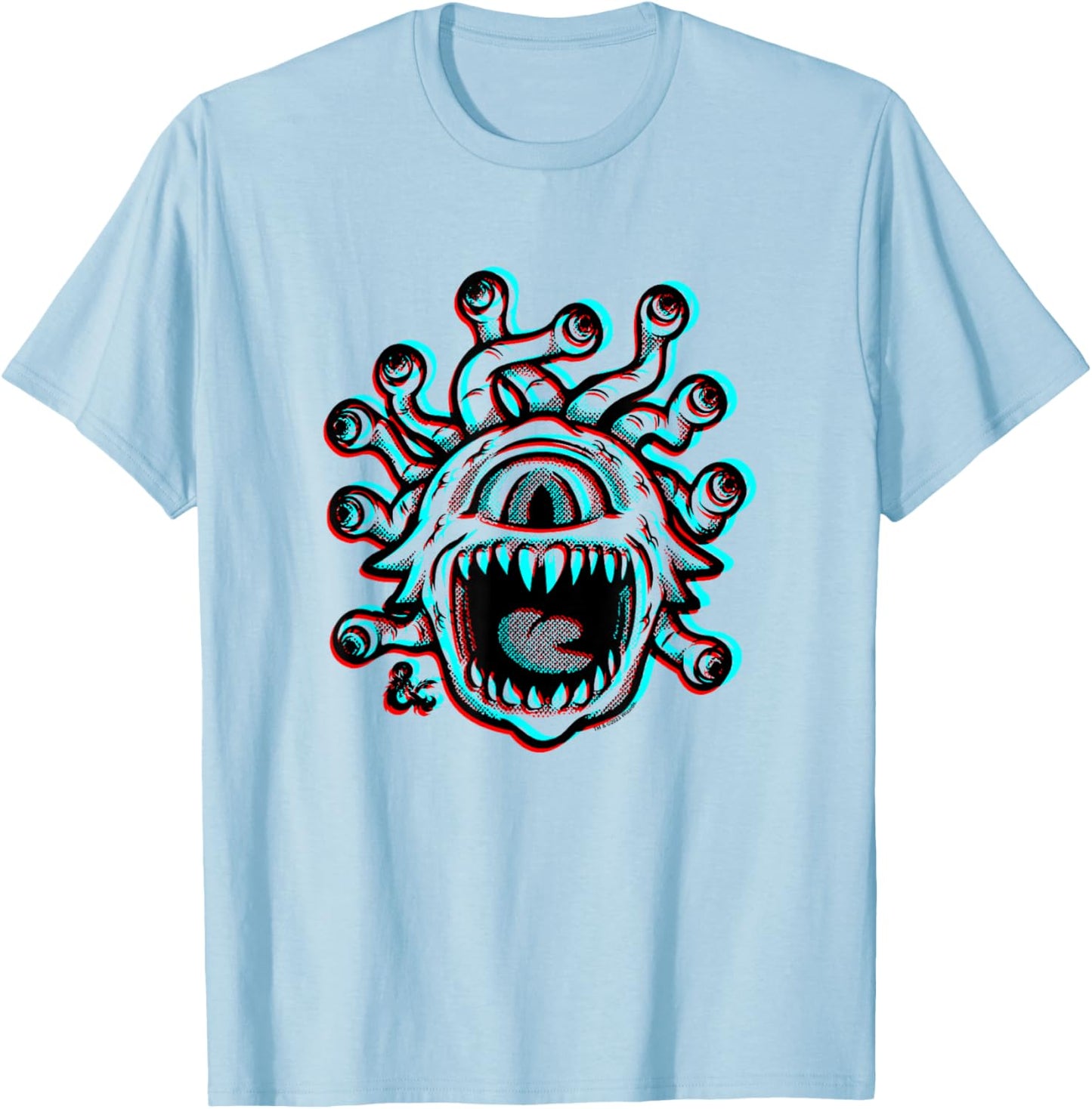 Dungeons & Dragons 50th Anniversary 3D Outline Beholder T-Shirt - T-Shirt | Light Blue