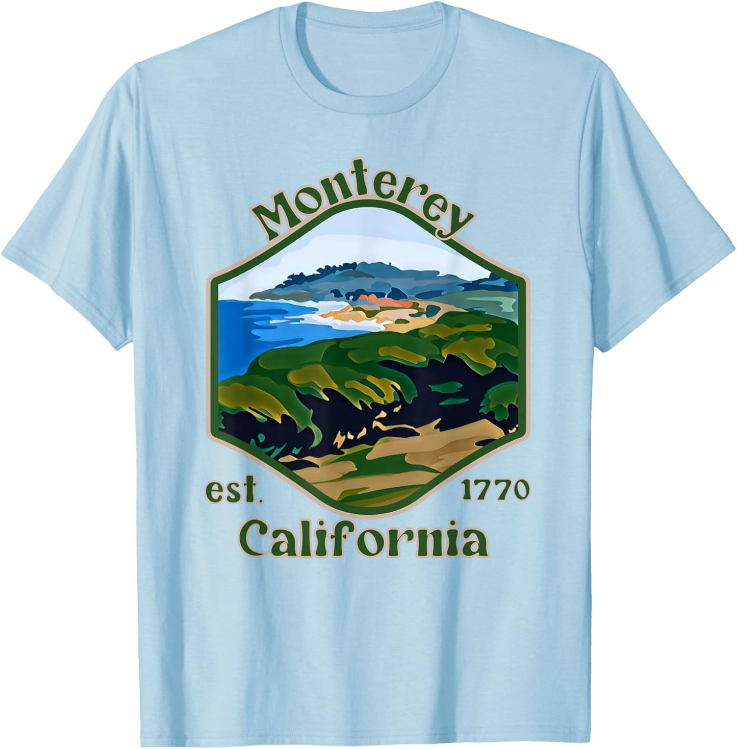 Monterey California Painting T-Shirt - T-Shirt | Light Blue