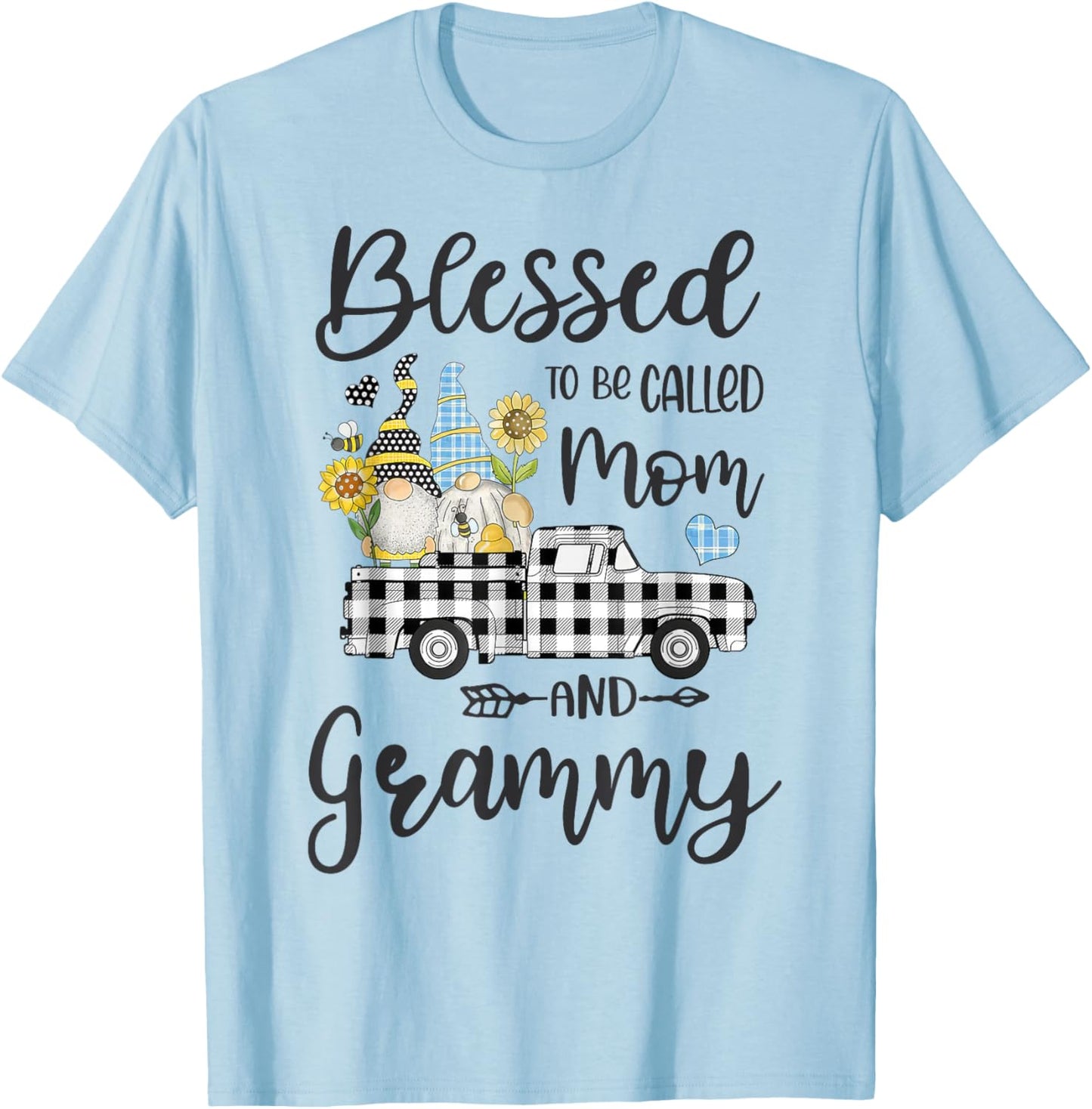 Gnomes Blessed To Be Called Mom And Grammy Mother's Day T-Shirt - T-Shirt | Light Blue