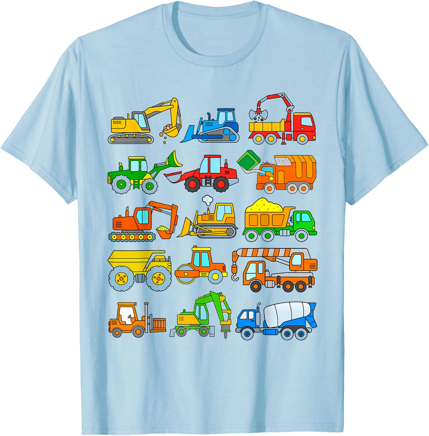 Digger Truck Boys Toddlers Kids Trucks Construction Vehicles T-Shirt - T-Shirt | Light Blue