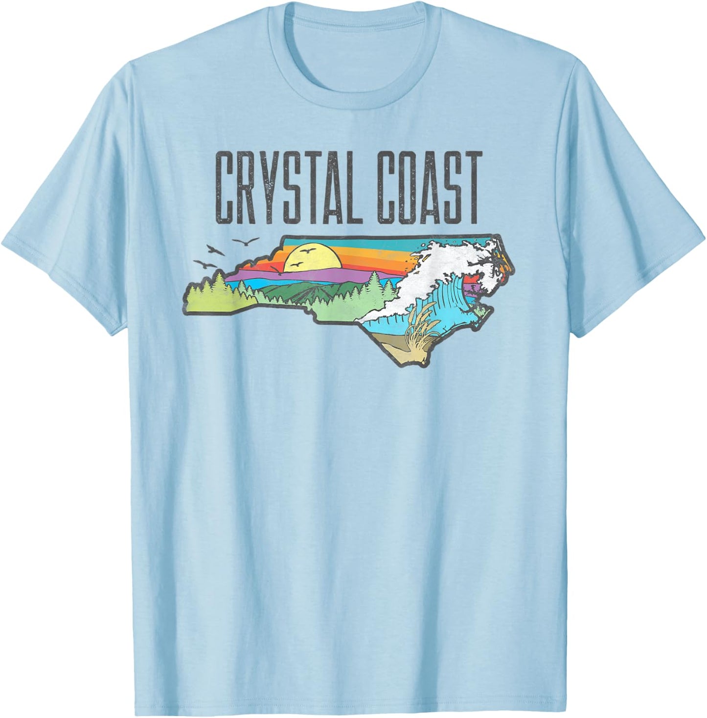 Crystal Coast State of North Carolina Outdoors Graphic T-Shirt - T-Shirt | Light Blue