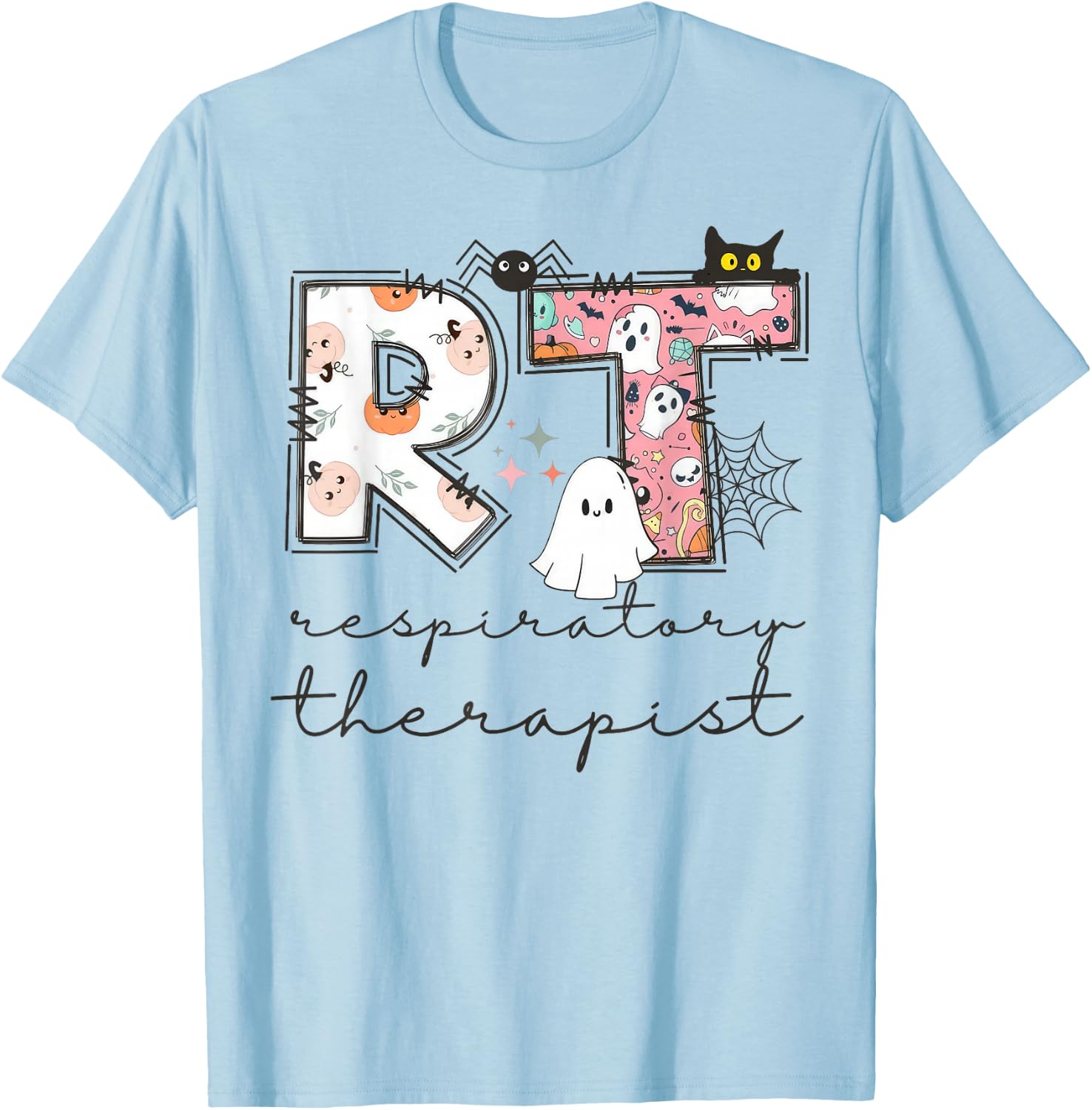 Respiratory Therapist Ghost RT Respiratory Therapy Halloween T-Shirt - T-Shirt | Light Blue