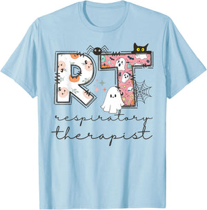 Respiratory Therapist Ghost RT Respiratory Therapy Halloween T-Shirt - T-Shirt | Light Blue