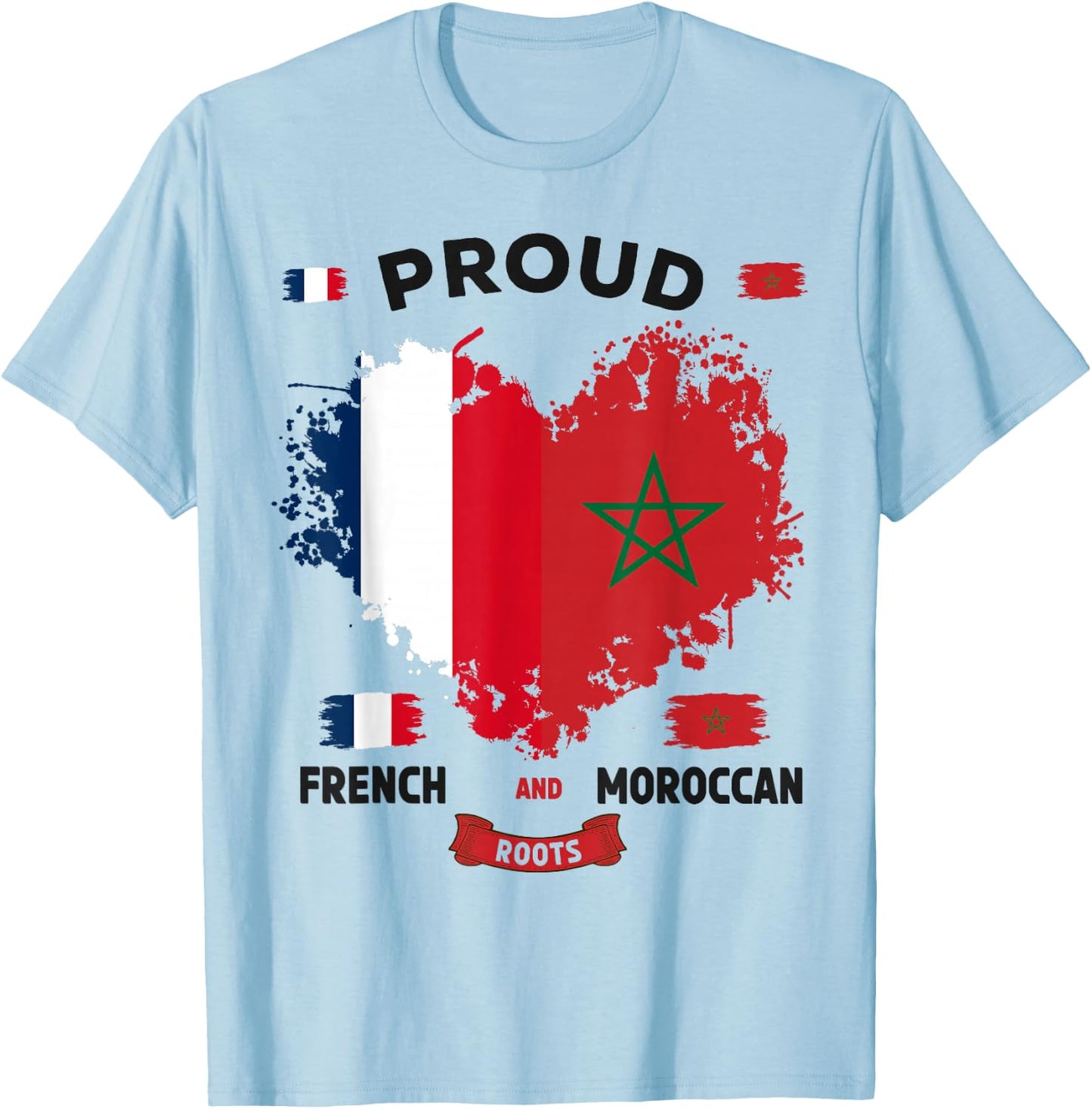 French Moroccan Flag Idea for Kids Morocco Culture Themed T-Shirt - T-Shirt | Light Blue