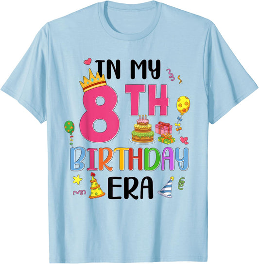 8 Years Old Girl Birthday 8th Birthday Girls T-Shirt - T-Shirt | Light Blue