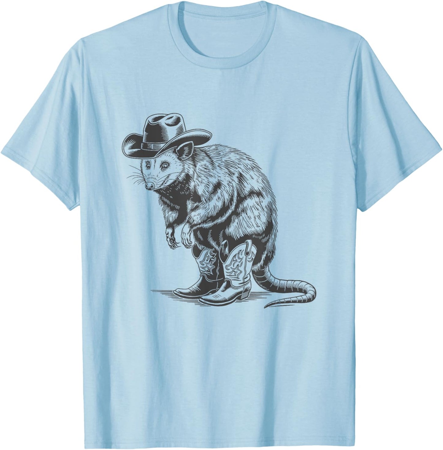 Funny Vintage Meme Humor Vintage Possum Cowboy Cowgirl Western Country Opossum T-Shirt - T-Shirt | Light Blue