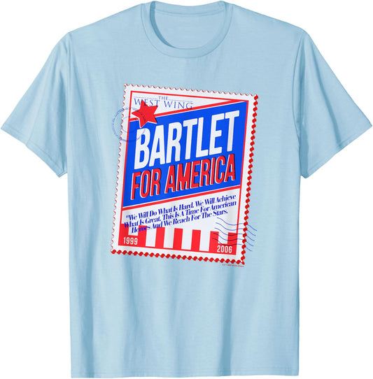 WB100 The West Wing Bartlet for America Stamp Poster T-Shirt - T-Shirt | Light Blue
