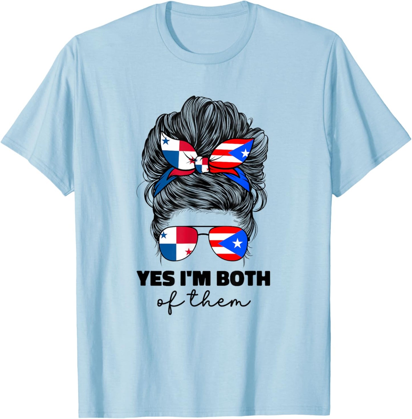 Half Panamanian And Puerto Rican Rico Panama Flag Girl Women T-Shirt - T-Shirt | Light Blue