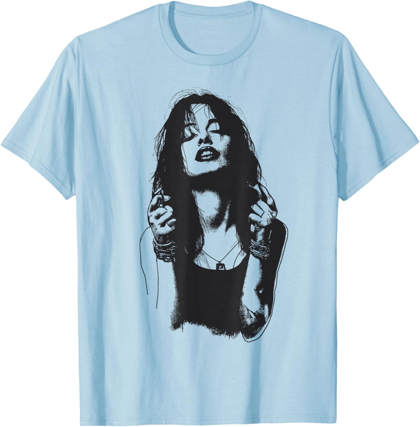 Rock N Roll Women Vintage Rock Music Band Graphic T-Shirt - T-Shirt | Light Blue