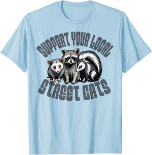 Support Your Local Street Cats Street Cats Support Design T-Shirt - T-Shirt | Light Blue