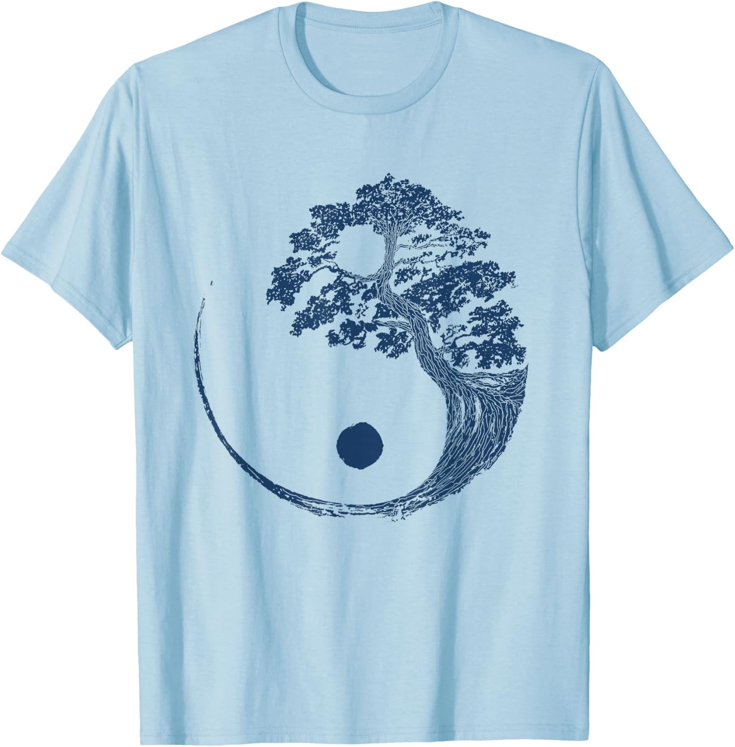 Yin Yang Blue Bonsai Tree Japanese Buddhist Zen Gift T-Shirt - T-Shirt | Light Blue