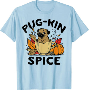 Pug-kin Spice T-Shirt - T-Shirt | Light Blue