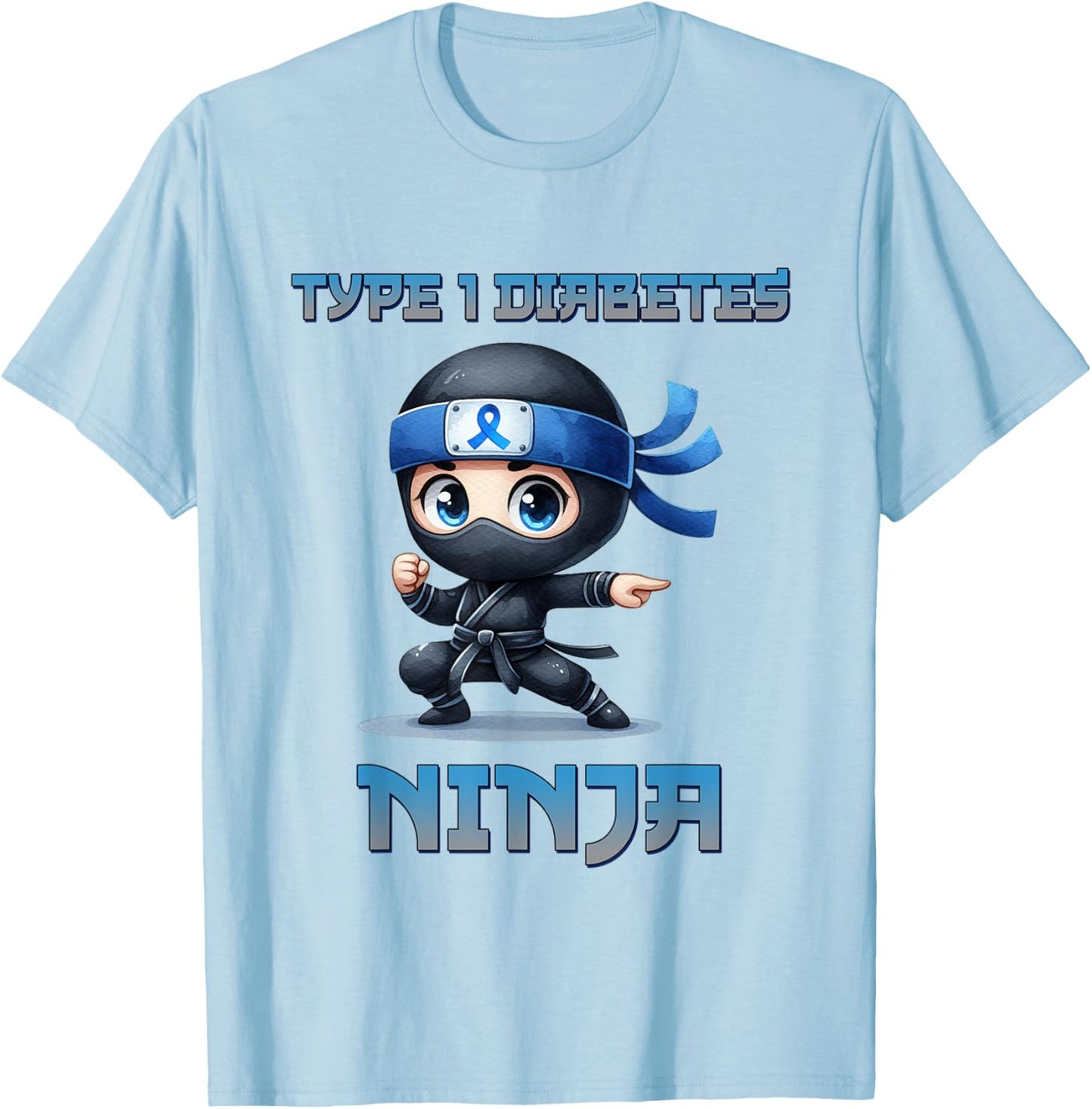 Type 1 Diabetes Awareness Ninja T1D Warrior Fighter Kids T-Shirt - T-Shirt | Light Blue
