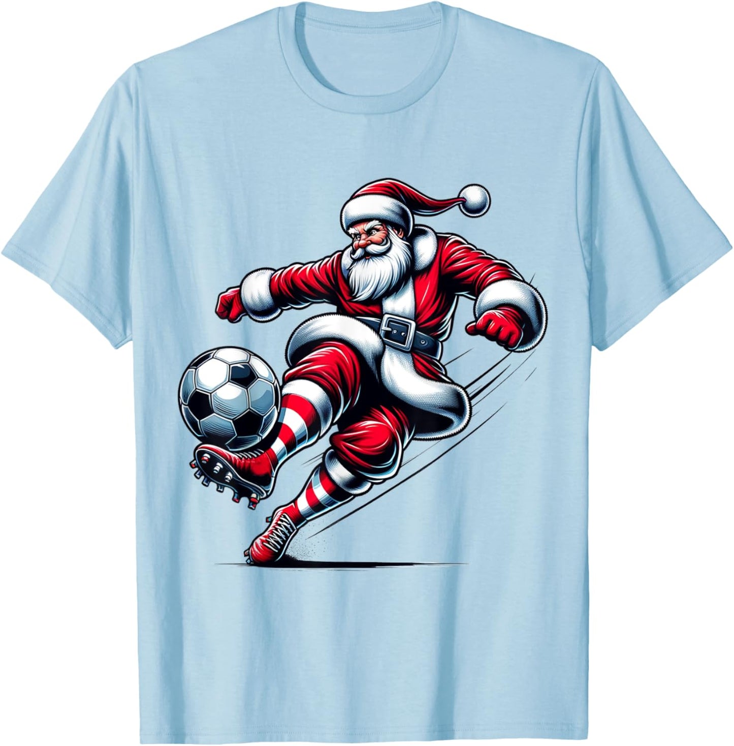 Santa Plays Soccer Christmas Sports Women Men Kids T-Shirt - T-Shirt | Light Blue