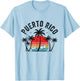 Puerto Rico Beach Sunset Surf Palm Trees Vintage T-Shirt - T-Shirt | Light Blue