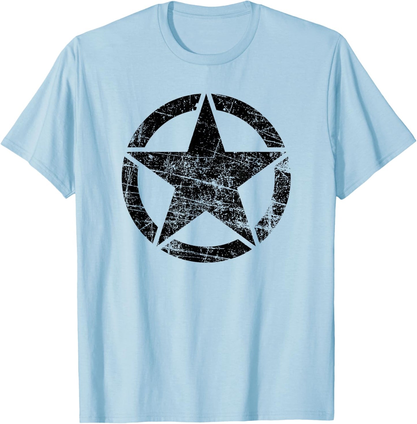 Vintage Army Star Classic Retro USA Military Distressed Logo T-Shirt - T-Shirt | Light Blue