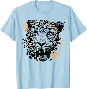 Vintage Splash Art Jaguar Animal T-Shirt - T-Shirt | Light Blue