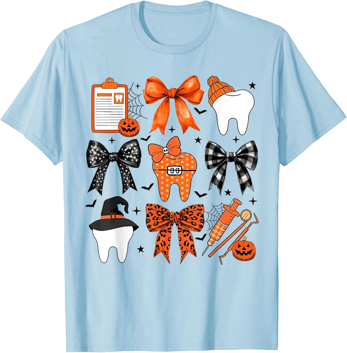 Coquette Halloween Dentist, Dental assistant Halloween T-Shirt - T-Shirt | Light Blue