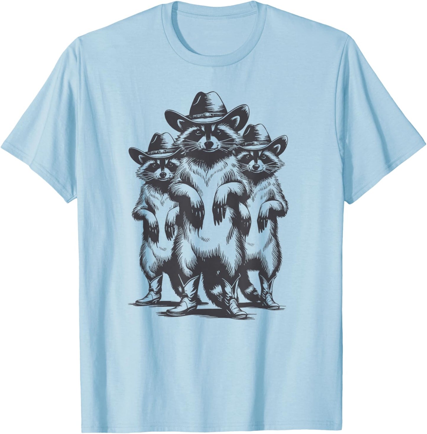 Vintage Racoon Trash Panda Cowboy Western Country Cowgirl T-Shirt - T-Shirt | Light Blue