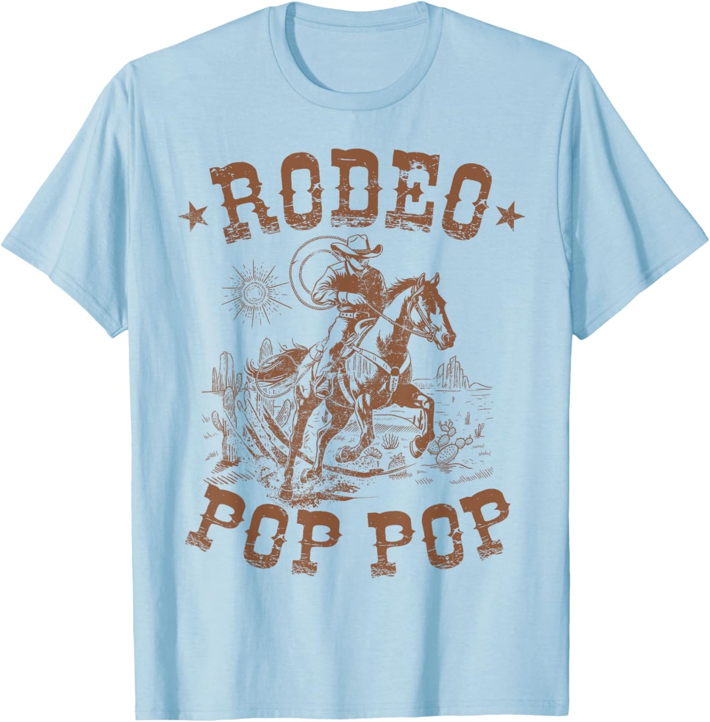 Rodeo Pop Pop Western Cowboy Family Matching Father's Day T-Shirt - T-Shirt | Light Blue