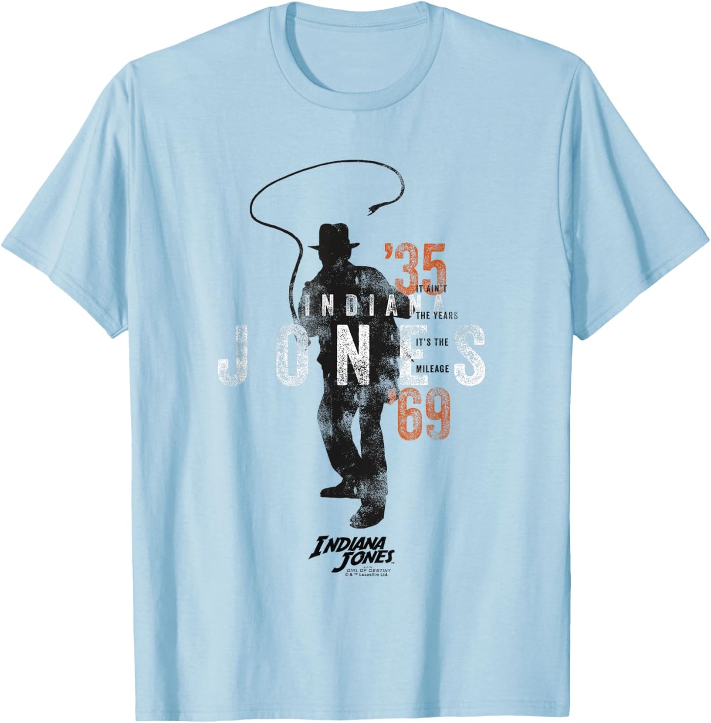 Indiana Jones and The Dial of Destiny It's The Mileage Retro T-Shirt - T-Shirt | Light Blue
