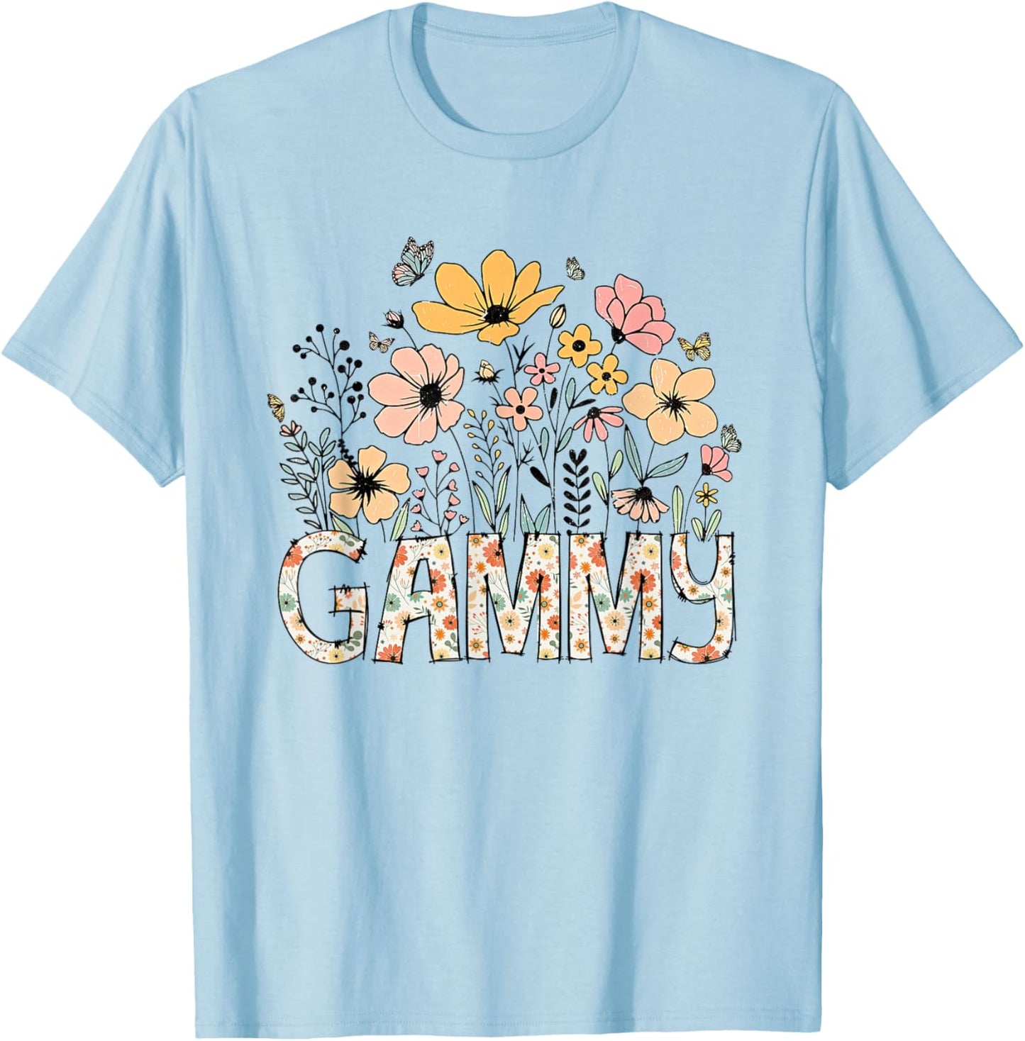 Gammy Wildflower Cute Floral Mother's Day For Grandma Women T-Shirt - T-Shirt | Light Blue